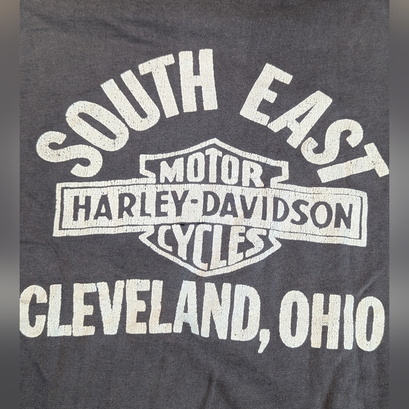 Harley Davidson T Shirt Womens Small Classic Eagle Graphic Faded Black VTG 70s - Picture 8 of 16